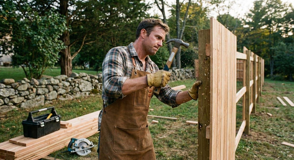 Professional fence craftsman at work