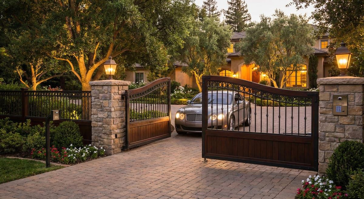 Beautiful automatic gate creating elegant property entrance