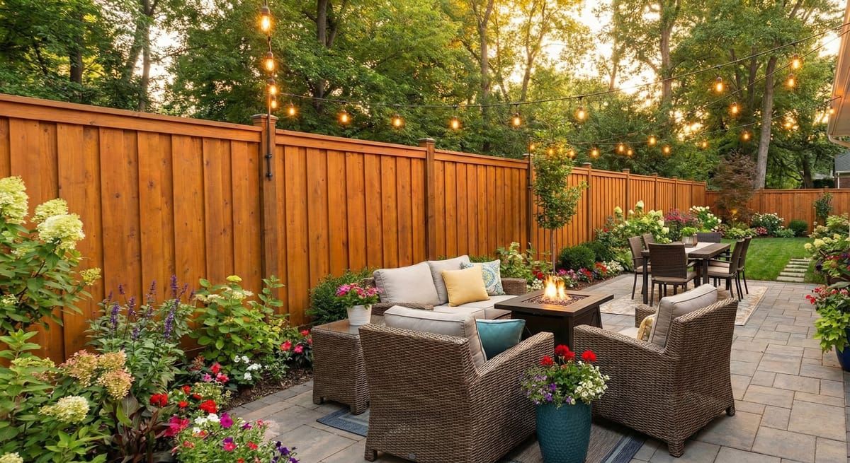 Private backyard sanctuary with modern privacy fence